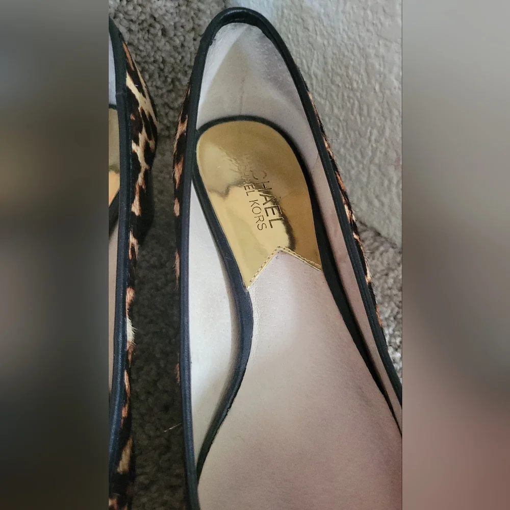 Michael Kors Brown and Black Heels with Leopard Print in Calf Hair.size 7.5